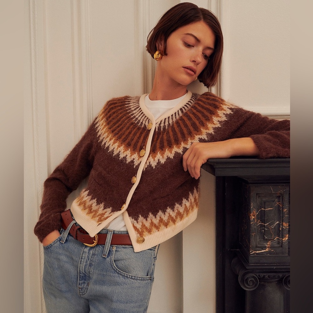 J.Crew Fair Isle cardigan sweater in brushed yarn